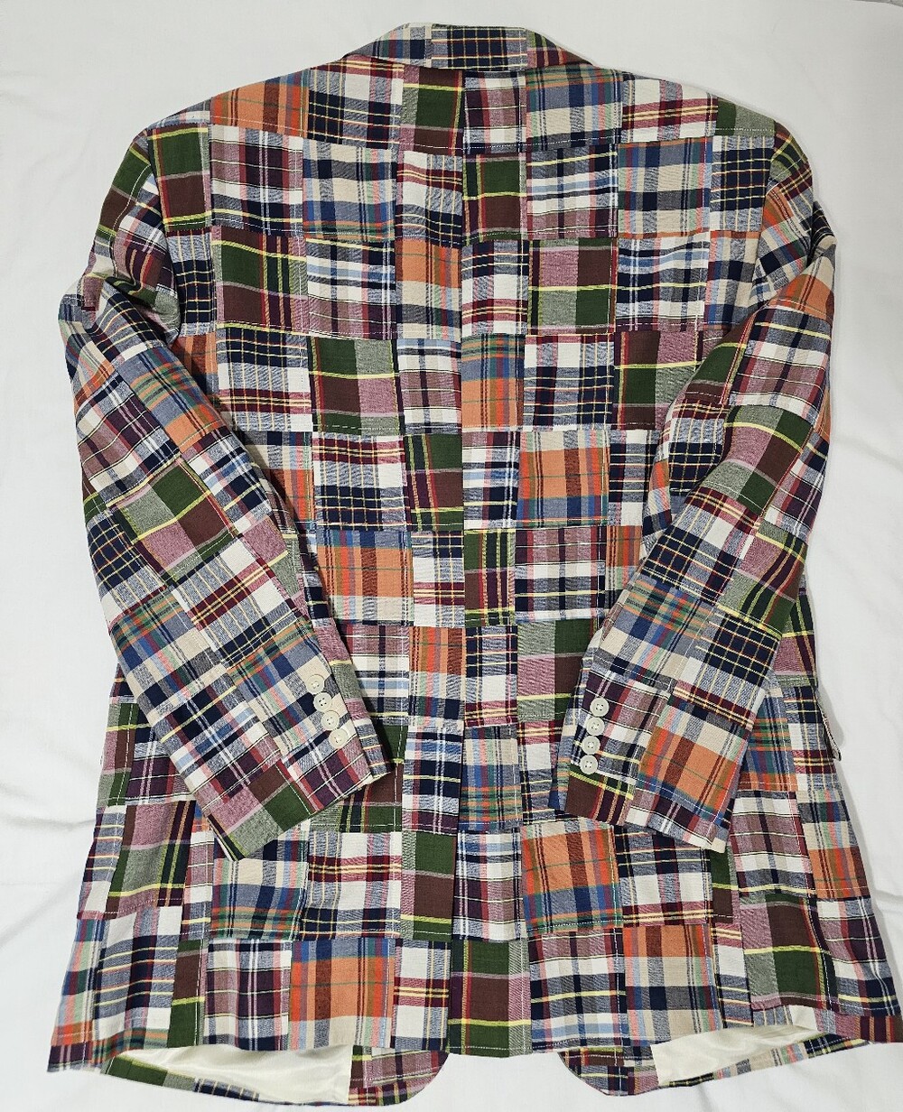 JOS. A. Bank Madras Patchwork Sport Coat Blazer 46R Cotton Preppy Ivy - Picture 5 of 9